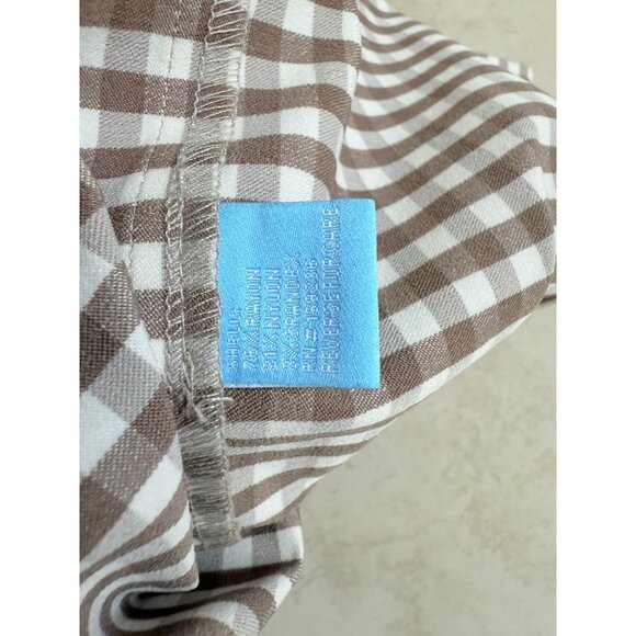 J McLaughlin Amelia Cloth Brown White Gingham Scallop Vneck Vilma Dress 8 $228 - Picture 8 of 9